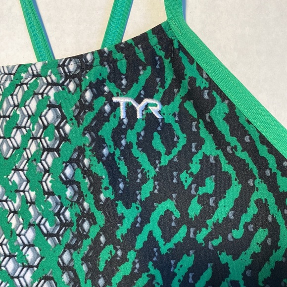 TYR, Swim Practice suit, Size 28 (US), Green/Black - Picture 3 of 4
